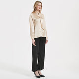 Tie Neck Silk Blouse Long Sleeve Silk Shirt Womens Silk Blouse Rosy Pink XS