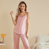 Women Silk Camisole Set 100% Mulberry Summer Silk Cami Rosy Pink XS