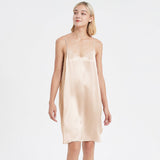 Women Silk Chemise V Neck Silk Nightgown Slip Dress Pink XS