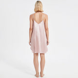 Women Silk Chemise V Neck Silk Nightgown Slip Dress Pink XS