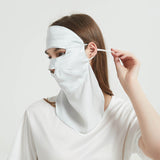 Women Silk Face Masks Breathable Full Sunburn Protection Silk Masks Silver Gray M