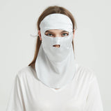 Women Silk Face Masks Breathable Full Sunburn Protection Silk Masks Silver Gray M