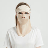 Women Silk Face Masks Breathable Full Sunburn Protection Silk Masks Champagne M