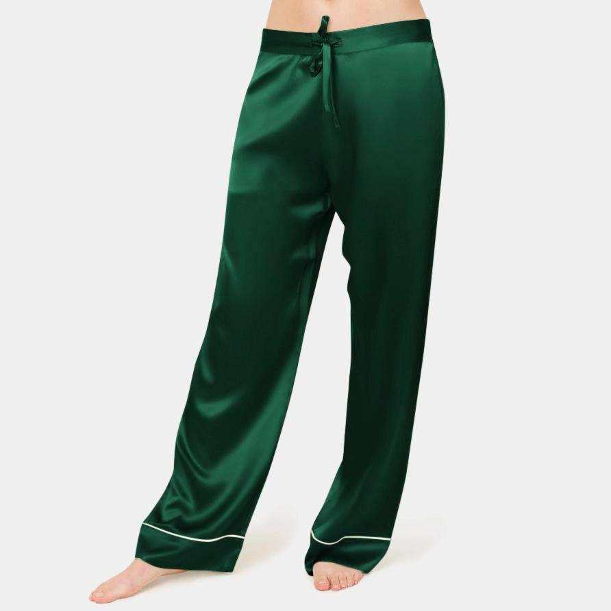 Women Silk Pajama Pants 100% Silk Pants Silk Trousers Green XS