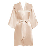 Women Short Silk Kimonos 100% Mulberry Silk Kimono Robe Champagne One size fits most