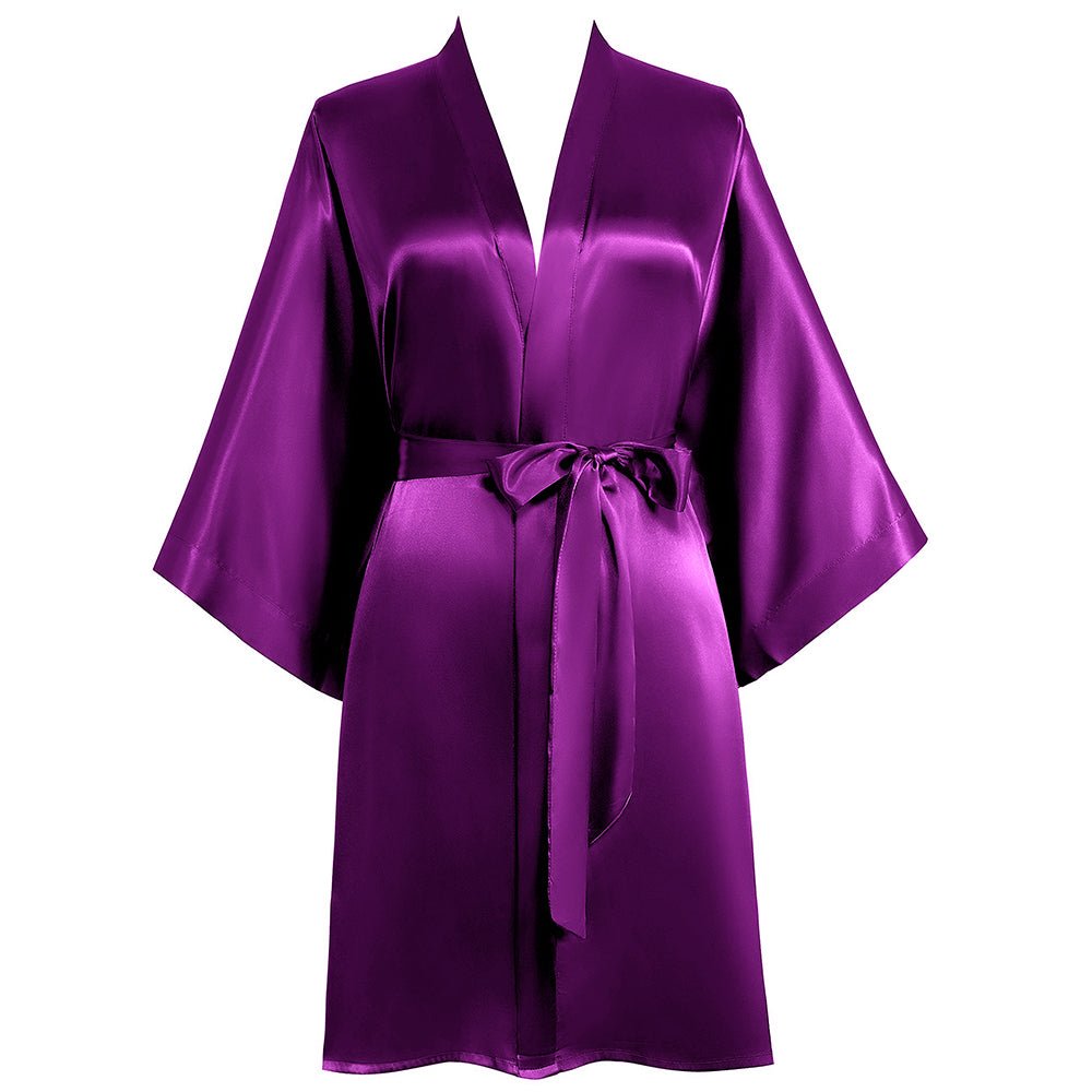 Women Short Silk Kimonos 100% Mulberry Silk Kimono Robe Purple One size fits most