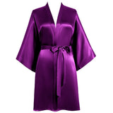 Women Short Silk Kimonos 100% Mulberry Silk Kimono Robe Purple One size fits most