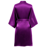 Women Short Silk Kimonos 100% Mulberry Silk Kimono Robe Purple One size fits most