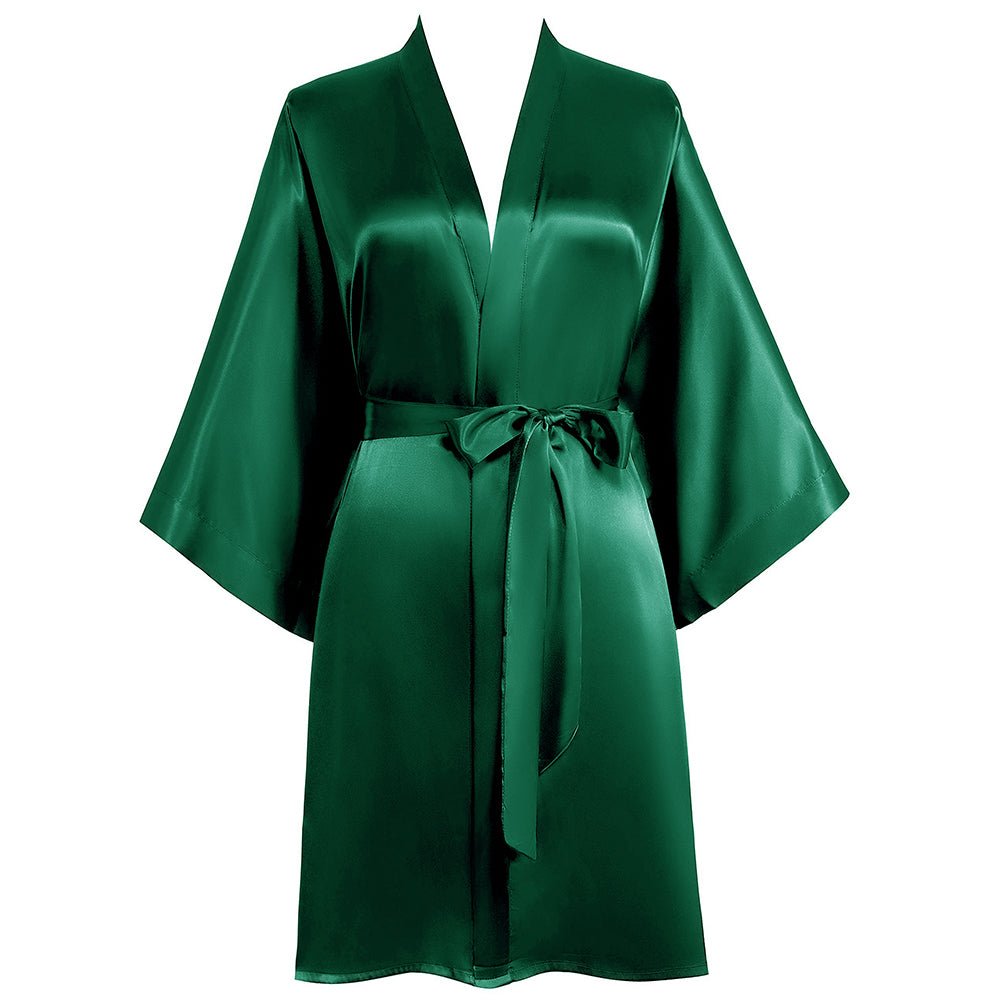 Women Short Silk Kimonos 100% Mulberry Silk Kimono Robe Green One size fits most