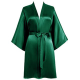 Women Short Silk Kimonos 100% Mulberry Silk Kimono Robe Green One size fits most
