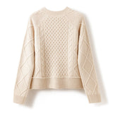 Womens Chunky Cable Knit Cashmere Cardigan With Oversized Buttons Beige One size fits most