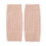 Womens 100% Cashmere Fingerless Gloves Diamond Knit Cashmere Hand Warmers Pink M