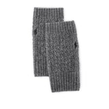 Womens 100% Cashmere Fingerless Gloves Diamond Knit Cashmere Hand Warmers Grey M