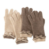 Womens 100% Cashmere Gloves with Bow Cashmere Dress Gloves Beige M