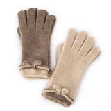 Womens 100% Cashmere Gloves with Bow Cashmere Dress Gloves Beige M