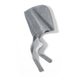 Womens 100% Cashmere Knit Hood with Ties Cashmere Hood Hat Grey M