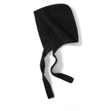 Womens 100% Cashmere Knit Hood with Ties Cashmere Hood Hat Black M