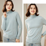 Womens Pure Cashmere Turtle Neck Sweater Long Cashmere Pullover Camel XS