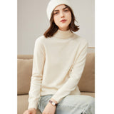 Womens Pure Cashmere Turtle Neck Sweater Long Cashmere Pullover Pink XS
