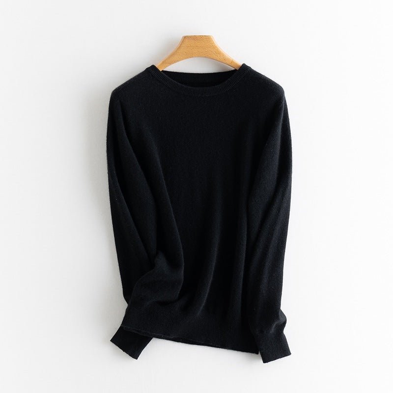 Womens Boat Neck Cashmere Sweater Long Sleeve Cashmere Pullover Black XS