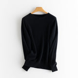 Womens Boat Neck Cashmere Sweater Long Sleeve Cashmere Pullover Black XS