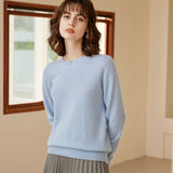 Womens Boat Neck Cashmere Sweater Long Sleeve Cashmere Pullover Blue XS