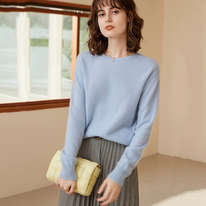 Womens Boat Neck Cashmere Sweater Long Sleeve Cashmere Pullover Blue XS