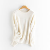 Womens Boat Neck Cashmere Sweater Long Sleeve Cashmere Pullover Ivory XS
