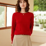 Womens Boat Neck Cashmere Sweater Long Sleeve Cashmere Pullover Claret XS