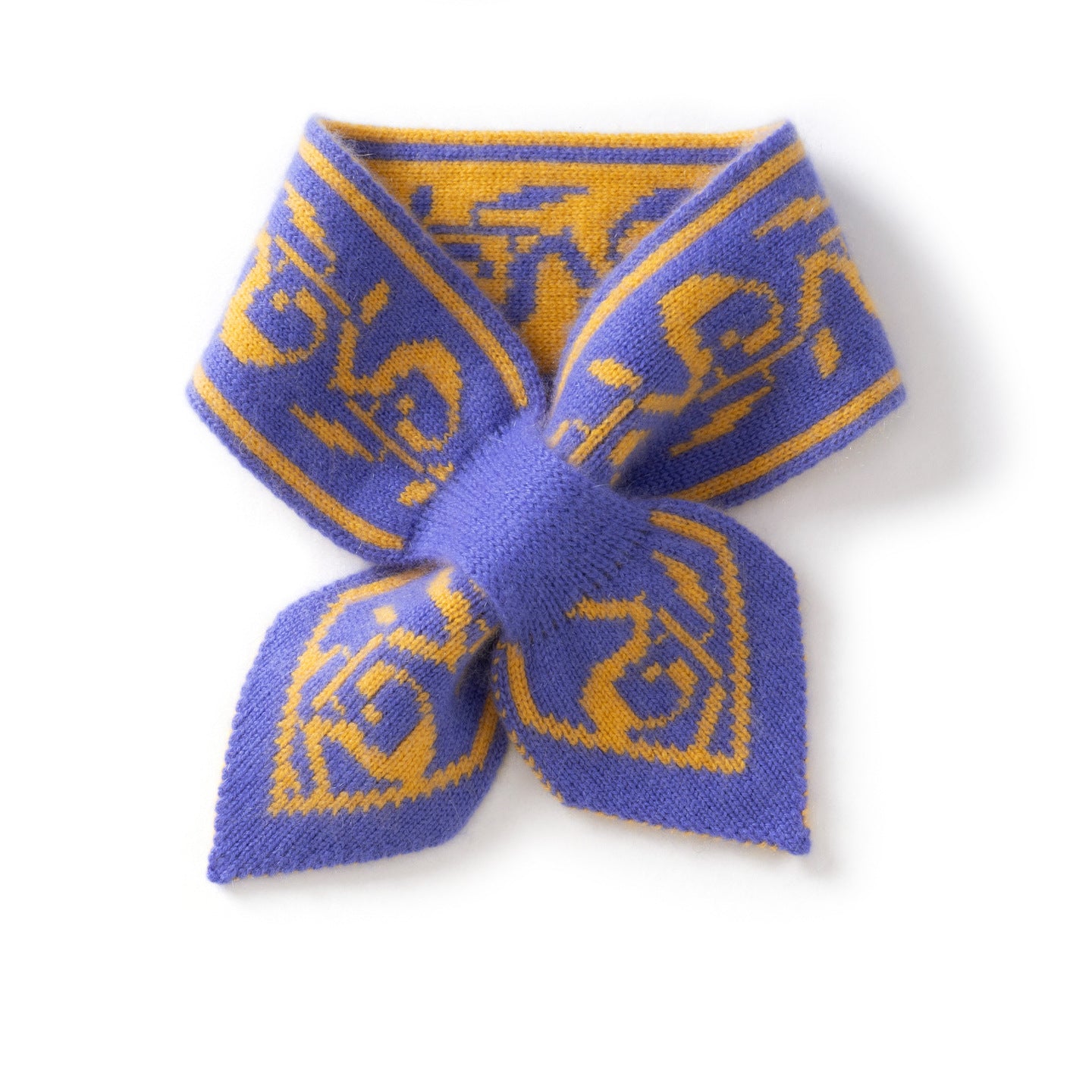 Womens Bow Knot Cashmere Scarf Soft Knit Small Cashmere Neck Wrap Blue M