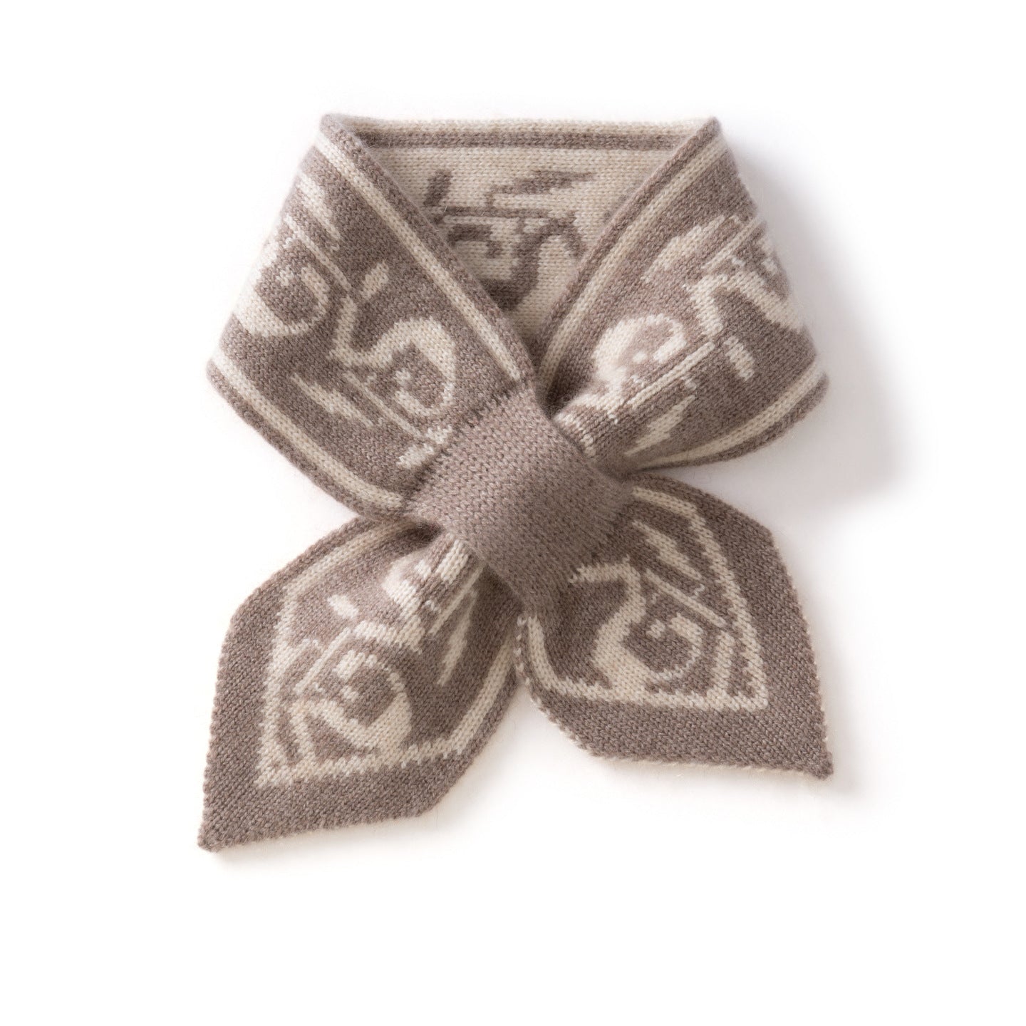 Womens Bow Knot Cashmere Scarf Soft Knit Small Cashmere Neck Wrap Taupe M