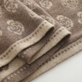 Womens Camellia Pattern Long Cashmere Scarf Cashmere Knit Wrap Taupe M