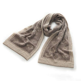 Womens Camellia Pattern Long Cashmere Scarf Cashmere Knit Wrap Taupe M