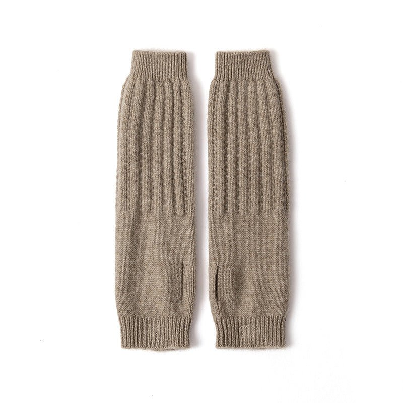 Ribbed Cashmere GlovesCashmere Arm Warmers Fingerless Knit Mittens Taupe M