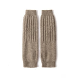 Ribbed Cashmere GlovesCashmere Arm Warmers Fingerless Knit Mittens Taupe M