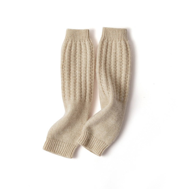 Ribbed Cashmere GlovesCashmere Arm Warmers Fingerless Knit Mittens Beige M