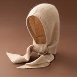 Womens Cashmere Balaclava Cashmere Hooded Scarf Cozy Knit Winter Wrap Beige M