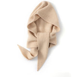 Womens Cashmere Balaclava Cashmere Hooded Scarf Cozy Knit Winter Wrap Beige M