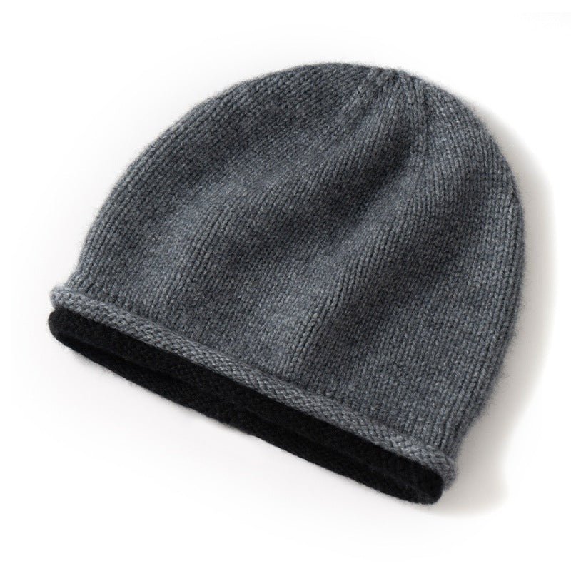 Womens Cashmere Beanie Knitted Cashmere Hats Low Pile Hat Gray M