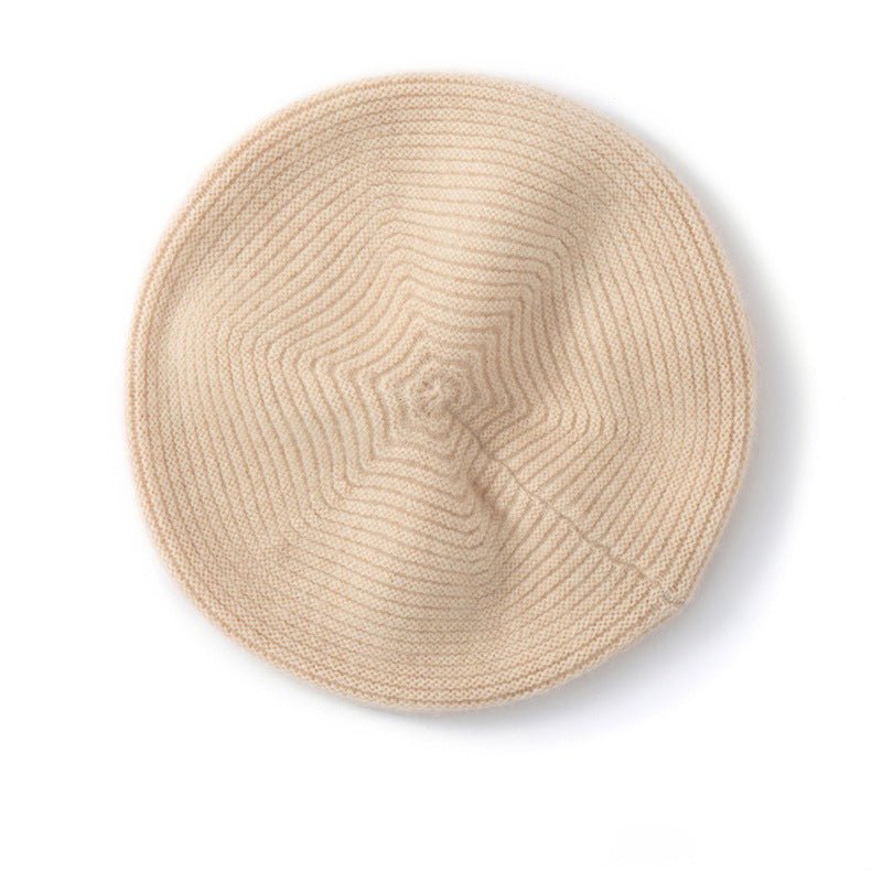 Womens Cashmere Beret Cashmere Painter Hat for Fall Winter Beige M
