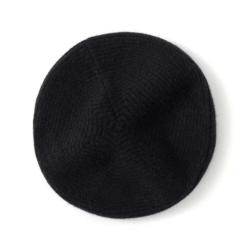 Womens Cashmere Beret Cashmere Painter Hat for Fall Winter Black M
