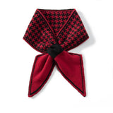 Womens Cashmere Bowknot Scarf Houndstooth Cashmere Neck Warmer Claret M