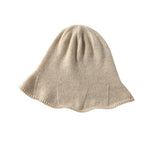 Womens Pure Cashmere Bell Hat Cashmere Bucket Hat With Flared Beige M