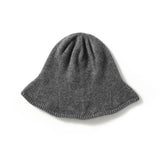 Womens Pure Cashmere Bell Hat Cashmere Bucket Hat With Flared Gray M