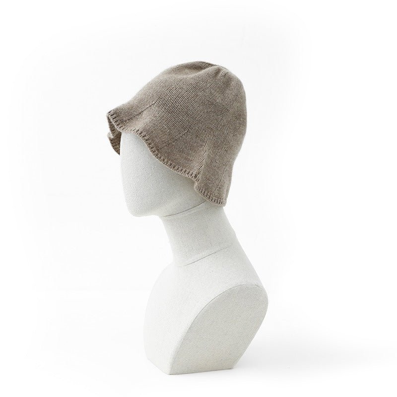 Womens Pure Cashmere Bell Hat Cashmere Bucket Hat With Flared Caramel M