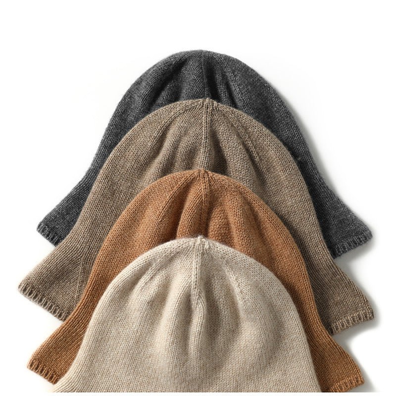 Womens Pure Cashmere Bell Hat Cashmere Bucket Hat With Flared Taupe M