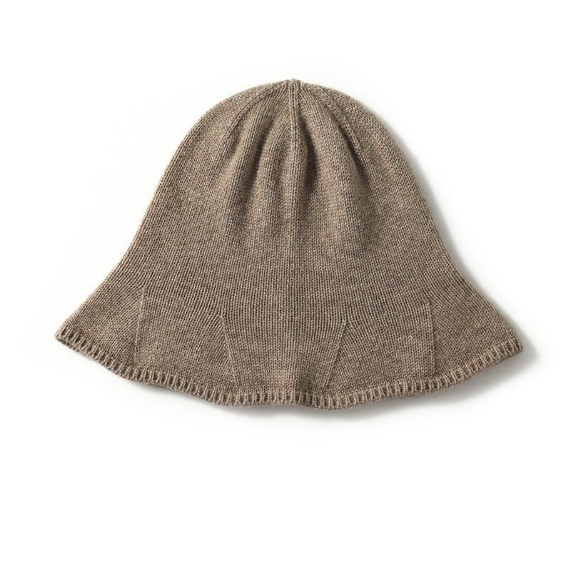 Womens Pure Cashmere Bell Hat Cashmere Bucket Hat With Flared Taupe M