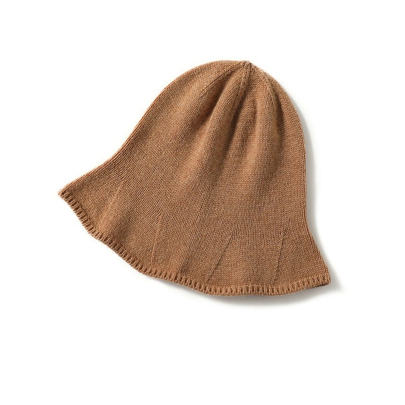 Womens Pure Cashmere Bell Hat Cashmere Bucket Hat With Flared Caramel M