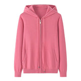 Womens Zip - Up Cashmere Hoodie With Kangaroo Pockets Cashmere Cardigans Pink XS