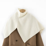 Cashmere Ribbed Cape Scarf Turtleneck Cashmere Clock Shawl Wrap Cape Ivory M